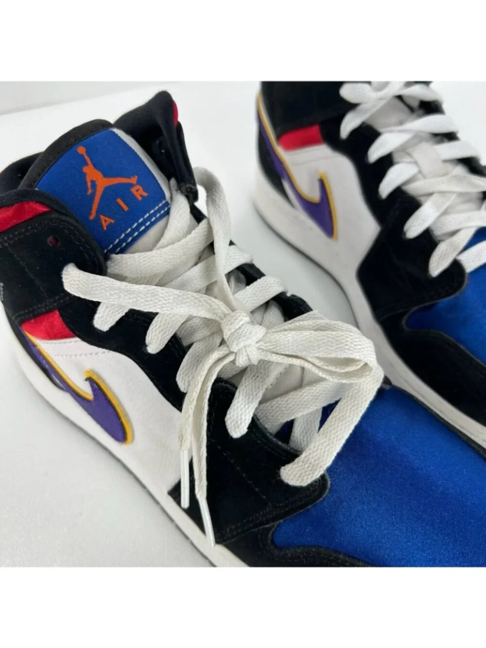 Nike Air Jordan 1 Mid SE GS Rivals Sneakers Youth Size 7 BQ6931-005 Black Blue
